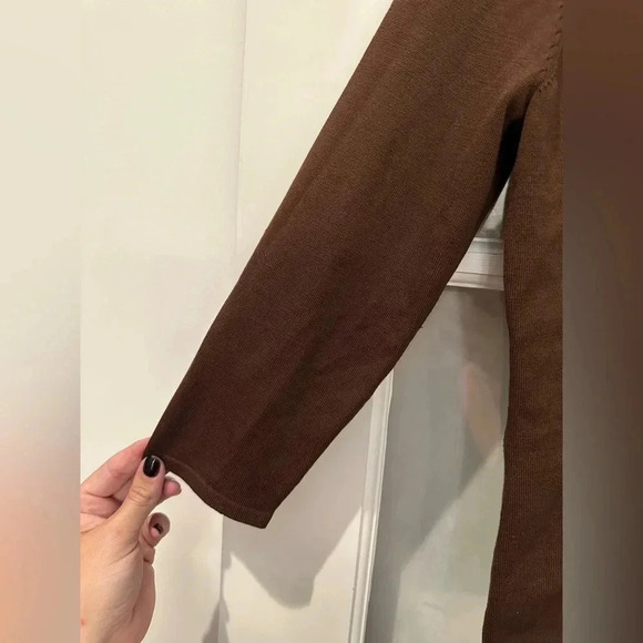 Lauren Ralph Lauren Black Label Classic Chocolate Brown Silk Top Size 0Petite 0P - Picture 3 of 6